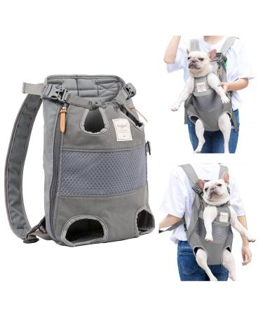 Legs Out Front Pet Dog Carrier Front Chest Backpack Adjustable Hands-Free Backpack Travel Bag for Small Medium Dog Puppy Cat Outdoor Shoulder Strap Padded (Leg Spacing 21 CM x Length 40 CM Grey) Leg Spacing 21 CM x Length 40 CM Grey