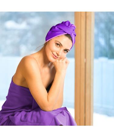 Fit Flip Hair Turban Set - Microfiber Quick-Drying Hair Towel - 2-Piece Absorbent Set (Purple & Pink) - Buy Online on GoSupps.com