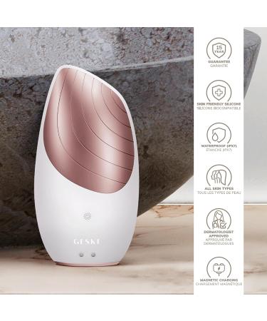 Geske SmartApappguided Sonic Thermo Facial Brush | 6-in-1 Skin Cleaning & Face Massage Device | Electric Facial Cleaning Brush with Heat Function | Starlight - Buy Online on GoSupps.com