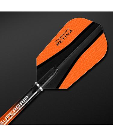 Harrows Retina X 100 Micron Dart Flights - Slim Shape, Extra Strong (Orange) | 5 Sets of 3 Flights, 15 Total - Buy Online on GoSupps.com