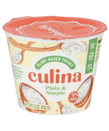 Culina Organic Dairy Free Coconut Yogurt Alternative, Plain & Simple, 5 Ounce