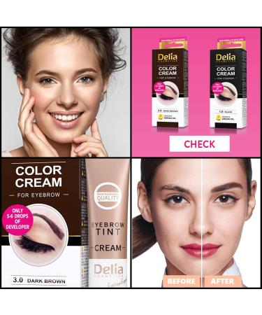 Delia Cosmetics Dark Brown Eyebrow Coloring Set - Creamy Long-Lasting (Up to 15 Days) - 15ml Dye for Perfect Eyebrows - International Shipping Available - Buy Online on GoSupps.com