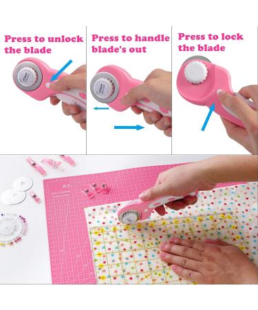 Rdutuok 45mm Rotary Cutter Set with 5 Replacement Blades, A3 Cutting Mat, Acrylic Ruler, Sewing Pins, Craft Knife, and Clips - Perfect for Sewing, Crafting, and Patchworking - Buy Online on GoSupps.com