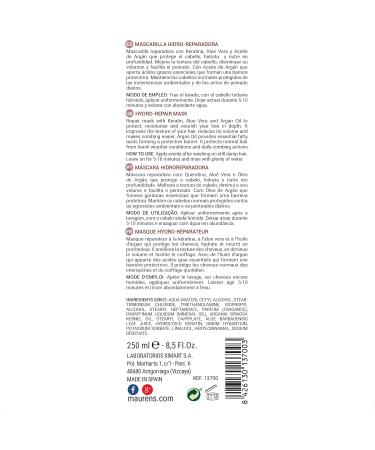  MAURENS Maurens Keratin Concept Hydro-Repair Mask Keratin Aloe Vera and Argan Oil 250 ml - Buy Online on GoSupps.com