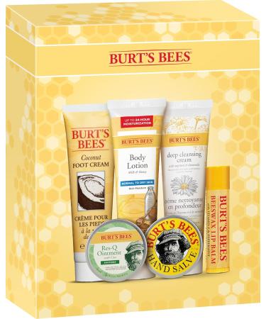 Burt's Bees Timeless Minis Kit With Coconut Foot Cream Milk and Honey Body Lotion Deep Cleansing Cream Res-Q Ointment Hand Salve and Beeswax Lip Balm Natural Origin Skin Care 1 Kit Timeless Minis Set 6 Count - Buy Online on GoSupps.com