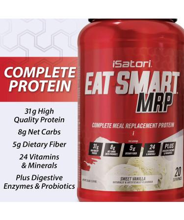 iSatori Eat Smart MRP High Protein Meal Replacement Shake with Whey Protein Powder Probiotics Powder Casein Protein MCT Oil Egg Albumen Vitamins & Minerals Keto Vanilla Flavor 20 Servings - Buy Online on GoSupps.com