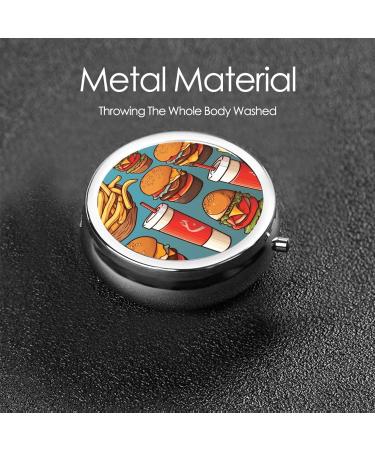 Portable Metal Pill Box - Burgers & Fries Design 3-Compartment Mini Case for Travel Ideal for Small Pills - Buy Online on GoSupps.com
