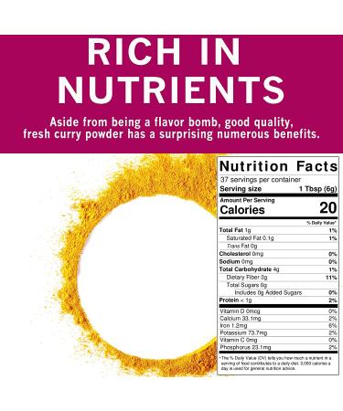 Spices Village Yellow Indian Curry Powder 8oz - Spicy Blend for Cooking - Medium Madras Curry Mix | Kosher, Gluten-Free, Non-GMO - Salt-Free | Resealable Bag - Buy Online on GoSupps.com