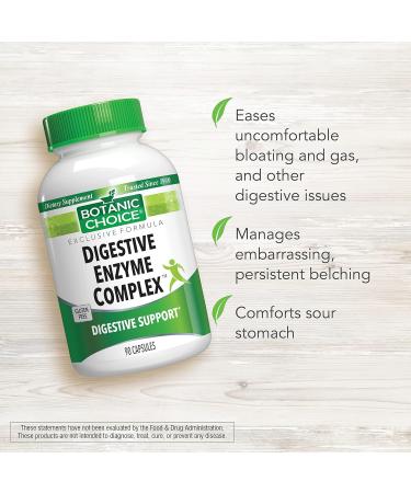 Botanic Choice Digestive Enzyme Complex - Digestive Aid for Healthy Gut Supplement for Better Digestion and Improved Nutrient Absorption to Ease Abdominal Bloating - 90 Pills - Buy Online on GoSupps.com