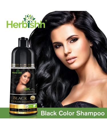 Herbishh Hair Color Shampoo for Gray Hair 500ml | 3-in-1 Magic Hair Dye | Long-Lasting Color in Minutes | Ammonia-Free Formula | Black Hue - Buy Online on GoSupps.com