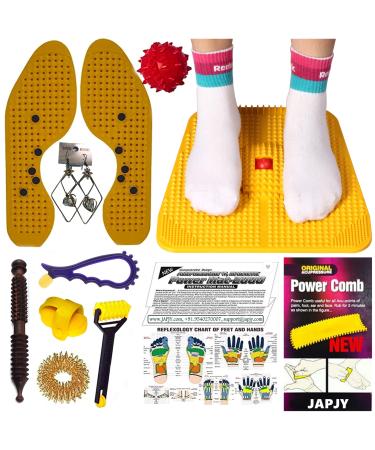 Japjy acupressure mat yellow kit for the whole body with magnets pyramids sujok ring thumb massager ball comb scooter wood jimmy earring shoe sole diagram operating instructions -yw5