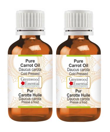 Greenwood essential natural carrot oil (Daucus Carota) Natural therapeutic quality cold -pressed (Pack of Two) 100ml X 2 (6.76 oz)