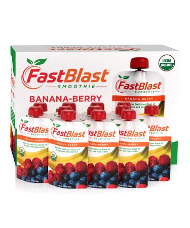 FastBlast Banana-Berry Smoothie. Supports Intermittent Fasting. Controls Appetite and Maintains Energy. USDA Certified Organic, Vegan, Non-GMO, Soy Free & No Added Sugar (12 Units) 3.5 Ounce (Pack of 12)