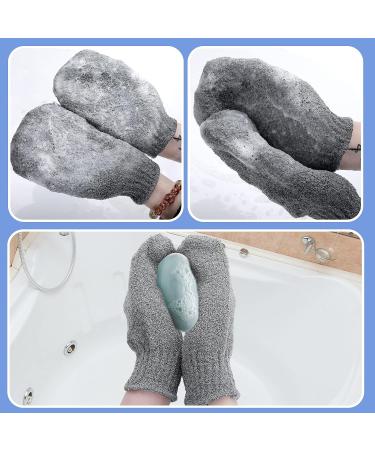 Sibba 2 Pairs Exfoliating Gloves - Body Scrubber for Dirt and Dead Skin Removal - Shower Bath Exfoliator for Tan Removal & Keratosis Pilaris - Grey - Buy Online on GoSupps.com
