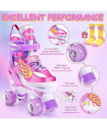Hozzen Kids Roller Skates for Girls - Adjustable LED Light Up Unicorn Pink Skates (9C-6Y) with Storage Bag - Beginner Toddler Skates M (7.9-8.8IN) - Buy Online on GoSupps.com