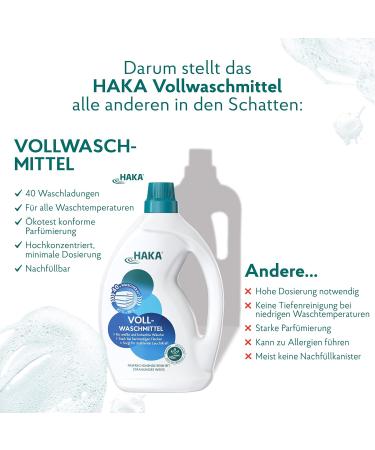 HAKA Universal Liquid Laundry Detergent - Vegan 2L for 40 Loads - Eco-Friendly International Shipping - Buy Online on GoSupps.com