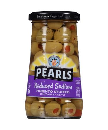 Pearls 5.75 oz. Reduced Salt Pimiento Stuffed Manzanilla Olives - Buy Online on GoSupps.com