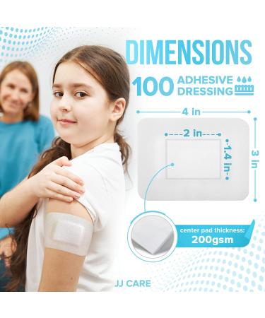 JJ CARE Adhesive Island Dressing 3x4 - Pack of 100 | Sterile Bordered Gauze Dressing | Individually Wrapped & Highly Absorbent - Buy Online on GoSupps.com