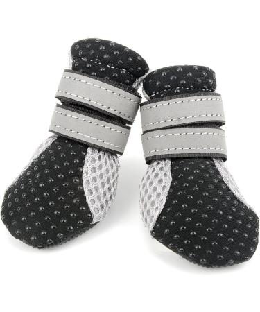 Zunea Dog Boots for Summer - Slide-Resistant & Reflective Soft Mesh Shoes for Small Dogs | Adjustable & Heat-Resistant - 4-Pack (Black) - Buy Online on GoSupps.com