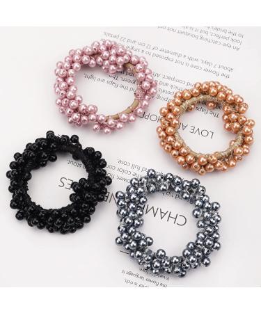 6pcs Pearl Hair Tie Elastic Beaded Scrunchies for Women and Girls - Buy Online on GoSupps.com