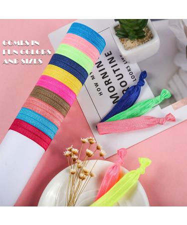 200 Elastic Knotted Hair Ties - Colorful Ribbon Hair Bands for Women & Girls - Buy Online on GoSupps.com