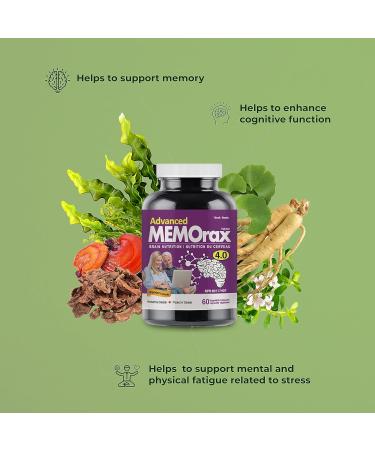 Memorax 4.0 - Brain Supplement - Bacopa Monnieri Ginkgo Biloba Rhodiola GABA Reishi and Panax Ginseng - Supports Cognitive Function & Memory Non-GMO Gluten Free Soy & Dairy Free (60 Veggie Capsules) - Buy Online on GoSupps.com
