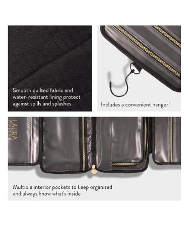 Buy LAURA GELLER NEW YORK Quilted Folding Travel Makeup Bag - Black Hanging Toiletry Organizer | Large Capacity & Easy to Clean - Perfect for International Travel - Buy Online on GoSupps.com