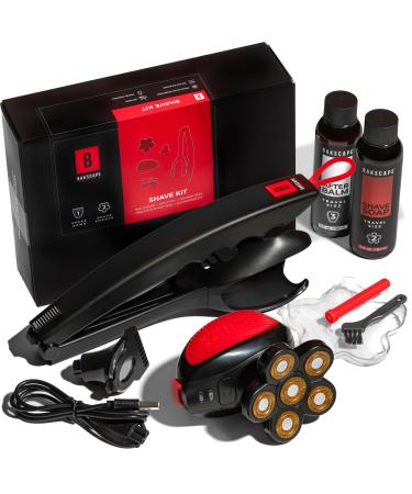 Bakscape Men's Back Shaver Classic Kit 2.0 Electric Body & Back Shaver for Men with Friction Fit Handle & Titanium-Coated Shave Head- Includes 2 Shave Heads Handle Shave Soap & After Balm