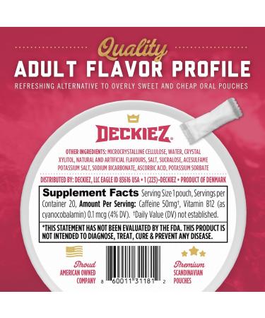 Deckiez Energy Pouches 5 Cans (100 Pouches) Sugar Free Caffeine Supplement Coffee Pouches & Energy Drink Alternative 50mg Caffeine Pouches 5 Pack Variety Flavors - Buy Online on GoSupps.com