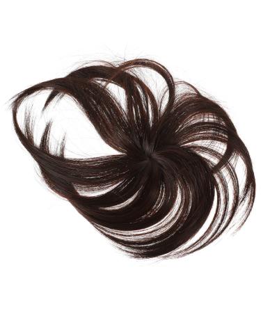 DOITOOL Piece Wig Hair Volume Cover Bangs Hair Extensions Brown Hair Topper Flat Bangs Clip on Brown Hair Bangs Clip on Fake Bangs Clip Chemical Fiber No Trace Middle Aged Tassel