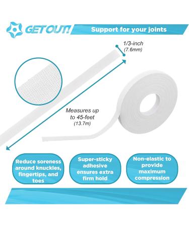 Buy Get Out! Athletic Finger Tape - 8pk 45ft White Sports Wrap for Fingers & Toes | Superior Adhesive Pre-Wrap - International Shipping Available - Buy Online on GoSupps.com