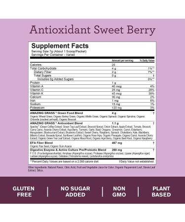Buy Amazing Grass Green Superfood Antioxidant Sweet Berry 14.8 oz | Nutrient-Rich Superfood - Buy Online on GoSupps.com