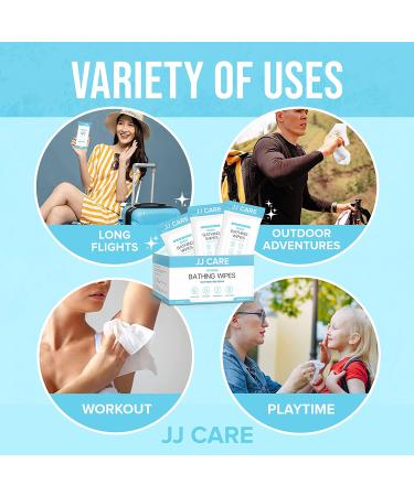 JJ CARE Bathing Wipes Pack of 25 - No Rinse Body Wipes for Adults - Shower Wipes for Elderly - Convenience at Your Fingertips - Buy Online on GoSupps.com