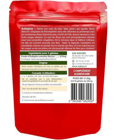 NAKURU | Hawthorn | Relax Range | Made in France | The White Thorn! (90 Vegetable Capsules of 345mg / Net Weight: 31.3g) - Buy Online on GoSupps.com