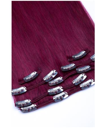 Clip In Extensions Set 100% Real Hair 7 pieces 70g Hair Extension 45 cm Clip-In Hair Extension No. Burg-Mahagony