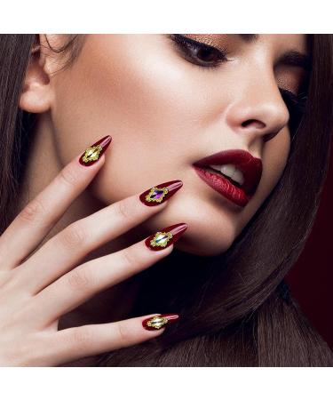 48 Pieces Colorful AB Iridescent 3D Nail Art Charms - Large Rhinestones Heart Drop Nail Jewels - Diamond Nail Gems - Nail Beauty Accessories for Acrylic Nails - Buy Online on GoSupps.com