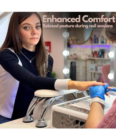 Premium Nail Arm Rest for Techs - Comfortable Manicure Hand Rest | Best Hand Support for Nail Professionals (White - Buy Online on GoSupps.com
