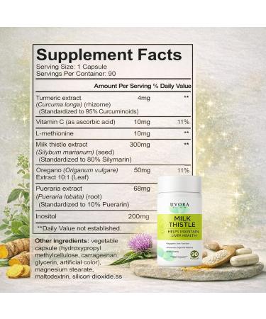 EBEHDOQ Uvora - Milk Thistle Detox Premium Herbal Supplement with Milk Thistle Extract & Antioxidants Supports Liver Health & Healthy Digestion 300mg per Capsule 60 Count (1) - Buy Online on GoSupps.com