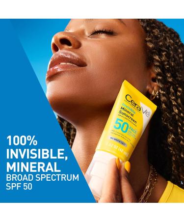 CeraVe Invisible Mineral Sunscreen SPF 50 Face Sunscreen for Sensitive Skin With Zinc Oxide & Titanium Dioxide Vitamin E + Niacinamide + Ceramides Oil Free Travel Size 1.62 oz - Buy Online on GoSupps.com
