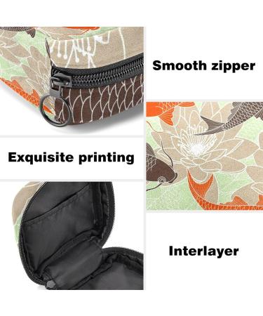 Lotus Flower Carp Sanitary Napkin Storage Bag Portable Period Kit Bag Pad Pouches for Period Menstrual Cup Bag with Zipper Sanitary Pad Pouch for Women Teen Girls Ladies Color 1 - Buy Online on GoSupps.com