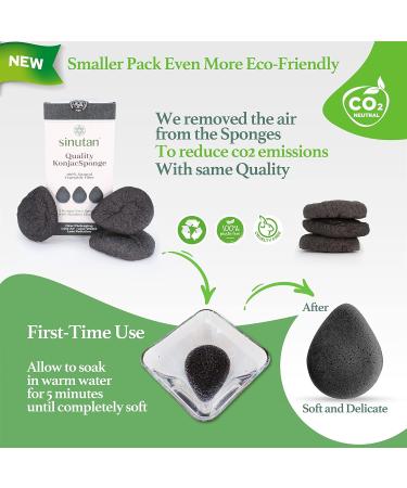 Sinutan | Konjac Face Sponge | 100% Natural Bamboo Activated Charcoal | Konjac Sponge for Exfoliation and Deep Pore Cleansing | Ecological Sponges | Gift Idea - Buy Online on GoSupps.com