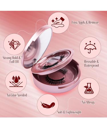 GEMERRY 2 Pair Magnetic Eyelashes Natural Look No Glue or Eyeliner Needed Magnetic Eyelashes without Eyeliner Magnetic Lashes Natural Look Reusable Magnetic Eyelashes with Applicator(806+H3) A02-2 Pair - Buy Online on GoSupps.com