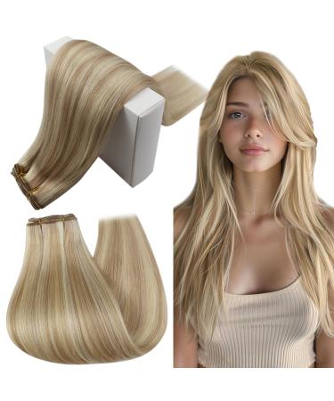 Runature blond extensions tress real hair ash blonde with platinum blonde real hair tress to sew Remy hair blond weft extensions real hair 35cm 14 inch #18ap60 100g 35cm 2-clays #18AP60 - Buy Online on GoSupps.com