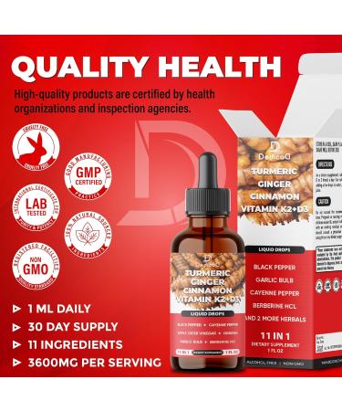 11in1 Liquid Turmeric Supplement with Ginger, Garlic, Ceylon Cinnamon, Berberine, Ginseng, Apple Cider Vinegar 1 Fl Oz 30 Servings - Buy Online on GoSupps.com