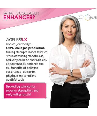 AgelessLX Powder Supplement for Women - with HMB Collagen Enhancer Plus Vitamin D3 with K2, Horsetail and Biotin for Lean Muscle and Stronger Hair and Nails - 30 Powder Packets Strawberry Lemonade - Buy Online on GoSupps.com
