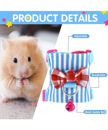 2-Piece Small Animal Harness and Leash Set for Walking - Comfort Padded Vest for Guinea Pig, Hamster, Ferret - S Blue/Black - Buy Online on GoSupps.com