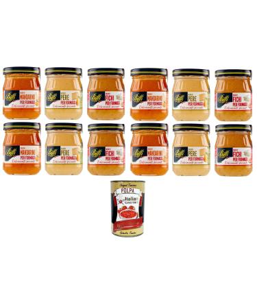 Biffi Cheese Sauces Mandarin, Pear, Figs Mandarin, pear, fig cheese sauces – Sweet and spicy 12 x 100 g + Italian Gourmet pulp 400 g