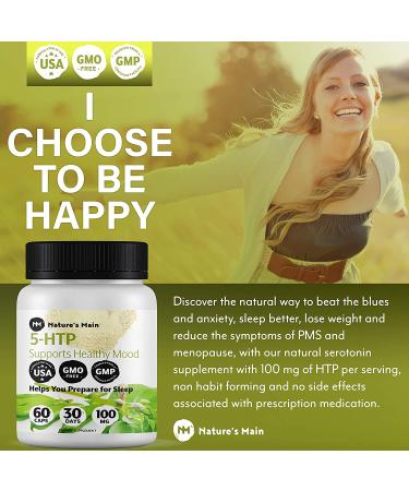 5-HTP 100mg Serotonin Supplements for Relaxation | 60 Happy Pills for Mood Support - Buy Online on GoSupps.com