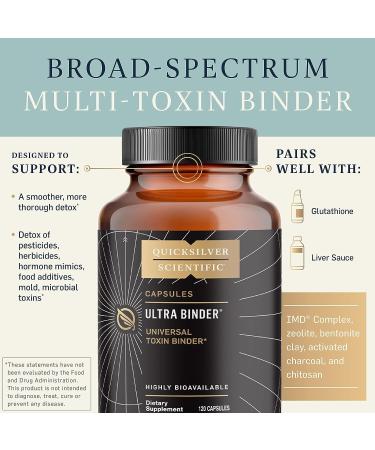 Quicksilver Scientific Ultra Binder Powder - Multi Toxin Binder with Bentonite Clay, Zeolite & Charcoal - 120g Gut Support & Detox Supplement - Buy Online on GoSupps.com