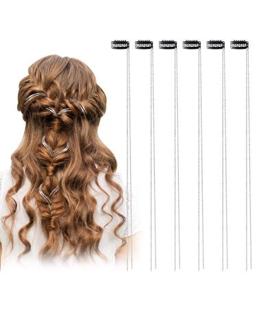 6 Pcs Rhinestone Hair Chains Jewelry Hair Extension Links Tassel Hair Clip in Hair Braiding Clips Long Crystal Hair Clips Barrettes for Women